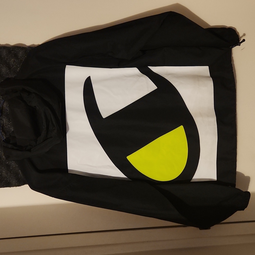 Champion Big Logo Windbreaker Pullover Half Zip Jacket Black, White And Neon